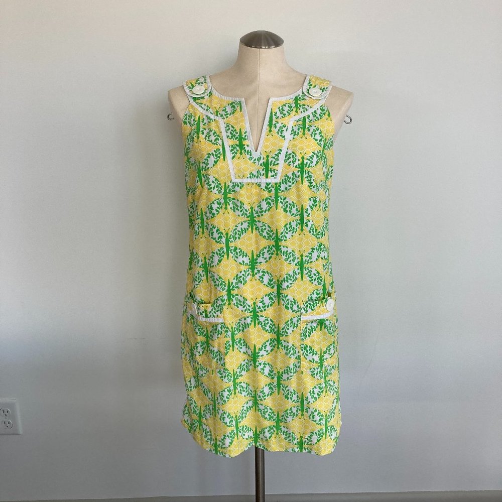 Lilly Pulitzer Yellow & Green Butterfly Shift Dress Size 6